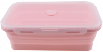 Caserola roz de silicon pliabila dreptunghiulara cu capac 21 5 x 13 5 x 7 2 cm 1200ml 