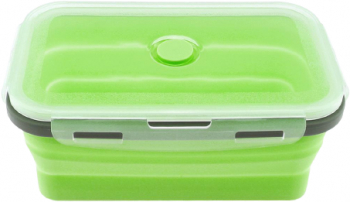 Caserola verde de silicon pliabila dreptunghiulara cu capac 18 5 x 12 x 6 6 cm 800 ml 