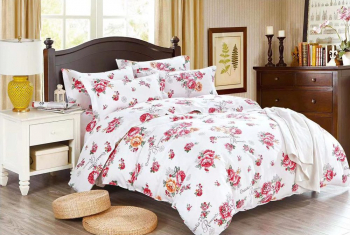 Lenjerie de pat matrimonial cu husa elastic pat si fata perna dreptunghiulara Caitria bumbac ranforce 120 g/mp multicolor 