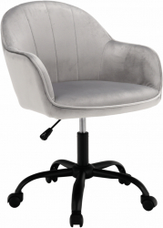 Scaun de birou material textil din catifea gri deschis negru EROL 