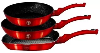 Set de tigai marmorate 3 piese din aluminiu forjat Burgundy Metalic Line Berlinger Haus BH 1289 