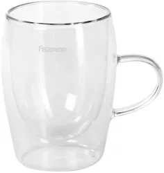 Set doua cani cu pereti dubli Fissman-Raf sticla borosilicata 7.5x12 cm transparent 