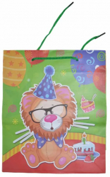 Punga pentru cadouri Happy Birthday din hartie subtire cu manere din snur 21 x 18 x 8 cm Midex 511679-4 Multicolor 