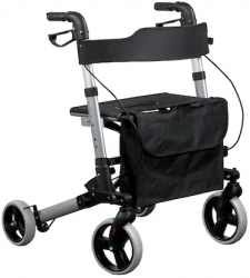 Rolator ortopedic pliabil cu 4 roti si geanta - Argintiu 