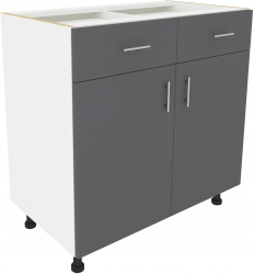 Corp Baza haaus Karo 2 Sertare 2 Usi Antracit/Alb 80 x 50 x 80 cm 