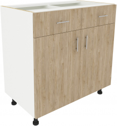 Corp Baza haaus Karo 2 Sertare 2 Usi Lemn Natural/Alb 80 x 50 x 80 cm 