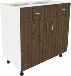 Corp Baza haaus Karo 2 Sertare 2 Usi Stejar Bronz/Alb 80 x 50 x 80 cm 