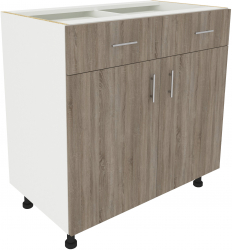 Corp Baza haaus Karo 2 Sertare 2 Usi Stejar Sonoma Inchis/Alb 80 x 50 x 80 cm 