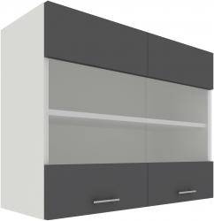 Corp Superior haaus Karo 2 Usi cu sticla Antracit/Alb 80 x 30 x 60 cm 