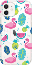 Husa BestCase Compatibila Cu Apple iPhone 12 Flamingo MagSafe compatibil Anti Shock MAS 91 