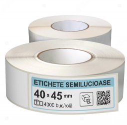 Rola etichete autoadezive semilucioase 40x45 mm adeziv permanent 4000 etichete rola 