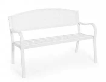Banca gradina fier alb Lizette 123x55x84 cm 