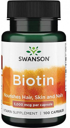 Biotin Swanson 5000 mcg 100 capsule masticabile 3 5 luni utilizare Tratament pentru barba/scalp 