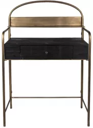 Consola fier auriu lemn negru 78x38x118 cm 