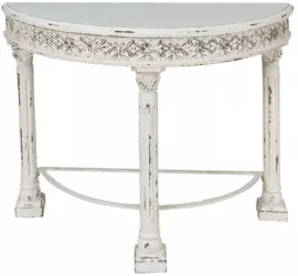 Consola lemn alb antichizat fier 120x49x86 cm 