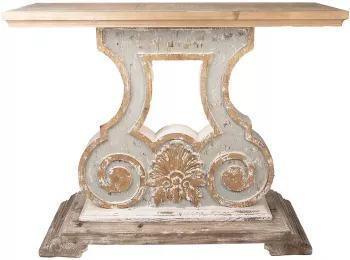 Consola lemn bej gri antichizat 121x40x99 cm 