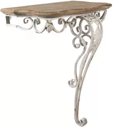 Consola lemn maro fier alb antichizat 70x43x78 cm 