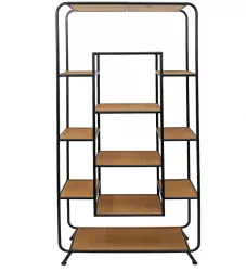 Raft 11 polite fier negru lemn maro 80x32x169 cm 