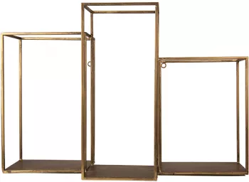 Raft perete fier auriu 65x19x44 cm 