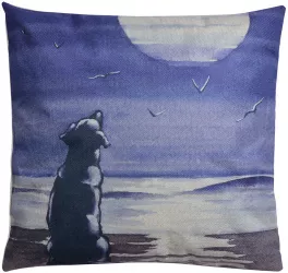 Set 2 perne decorative textil albastru gri Catelus 43x43x4 cm 