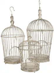 Set 3 colivii fier alb antichizat 36x81 31x72 26x44 cm 