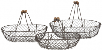 Set 3 cosuri depozitare fier maro 38x22x10 cm 32x18x9 cm 29x15x8 cm 