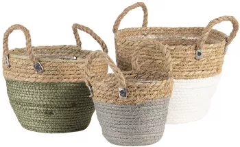 Set 3 cosuri depozitare iarba de mare multicolora 24x25 cm 22x23 cm 17x20 cm 