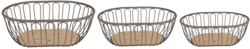 Set 3 cosuri depozitare lemn fier maro 33x23x12 cm 29x19x10 cm 25x15x8 cm 