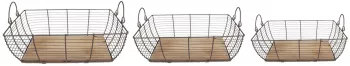 Set 3 cosuri depozitare lemn fier maro 35x25x11 cm 31x21x9 cm 27x17x6 cm 
