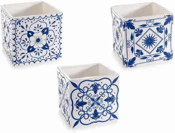Set 3 ghivece flori portelan 13x13x13 cm 