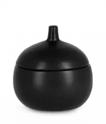 Set 3 lumanari in borcan ceramica neagra 14x14 cm