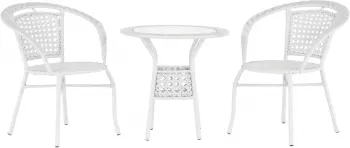 Set mobilier gradina 1+2 rattan sintetic alb Jenar 63x60 cm 65x62x77 cm 