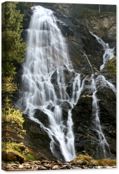 Tablou canvas luminescent luminos in intuneric GlowforHome Dualv-View rama lemn fosforescent Cascada Balea 90 cm x 60 cm 