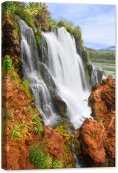 Tablou canvas luminescent luminos in intuneric GlowforHome Dualv-View rama lemn fosforescent Cascada Creek Falls Idaho Toamna 60 cm x 