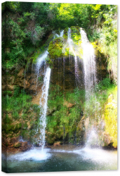 Tablou canvas luminescent luminos in intuneric GlowforHome Dualv-View rama lemn fosforescent Cascada Lisine 90 cm x 60 cm 