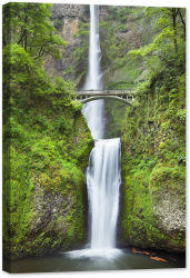 Tablou canvas luminescent luminos in intuneric GlowforHome Dualv-View rama lemn fosforescent Cascada Multnomah in Columbia 60 cm x 40 