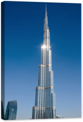Tablou canvas luminescent luminos in intuneric GlowforHome Dualv-View rama lemn fosforescent Centrul orasului Burj Dubai 90 cm x 60 c