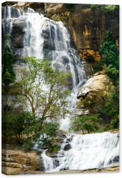 Tablou canvas luminescent luminos in intuneric GlowforHome Dualv-View rama lemn fosforescent Marea Cascada 90 cm x 60 cm 