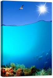 Tablou canvas luminescent luminos in intuneric GlowforHome Dualv-View rama lemn fosforescent Natura minunata 60 cm x 40 cm 