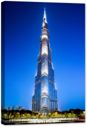 Tablou canvas luminescent luminos in intuneric GlowforHome Dualv-View rama lemn fosforescent Uimitorul Burj Khalifa 90 cm x 60 cm 