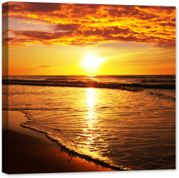 Tablou luminos in intuneric GlowforHome Apus de soare pe plaja in Tailanda 80 cm x 80 cm 