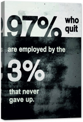 Tablou luminos in intuneric GlowforHome Citat motivational 97 Who Quit are employed by the 3 who never gave up 60 cm x 40 cm 