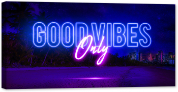Tablou luminos in intuneric GlowforHome Citate motivationale Good Vibes Only 120 cm x 60 cm 