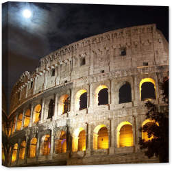 Tablou luminos in intuneric GlowforHome Colosseum sub o luna plina 80 cm x 80 cm 