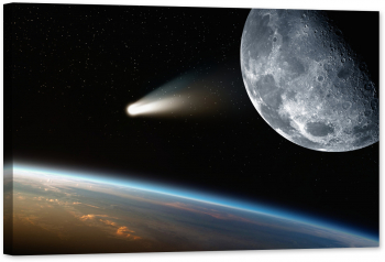 Tablou luminos in intuneric GlowforHome Cometa Luna a Pamantului in Spatiu 120 cm x 80 cm 