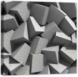 Tablou luminos in intuneric GlowforHome Cuburi geometrice gri de beton interconectate 80 cm x 80 cm 