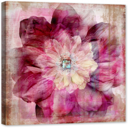 Tablou luminos in intuneric GlowforHome Desen floral cu petale Roz cusute si model 60 cm x 60 cm 