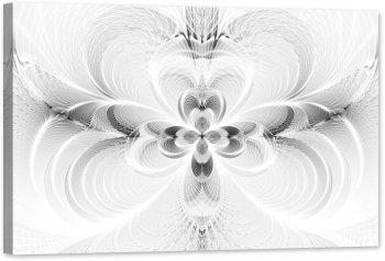 Tablou luminos in intuneric GlowforHome Floare monocroma abstracta simetrica 90 cm x 60 cm 