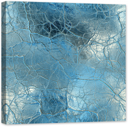 Tablou luminos in intuneric GlowforHome Gheata crapata argintie si reflexii de lumina 60 cm x 60 cm 