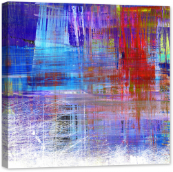 Tablou luminos in intuneric GlowforHome Imagine multicolora cu urme de pensula in diferite sensuri arta moderna abstracta 80 cm x 80 cm 